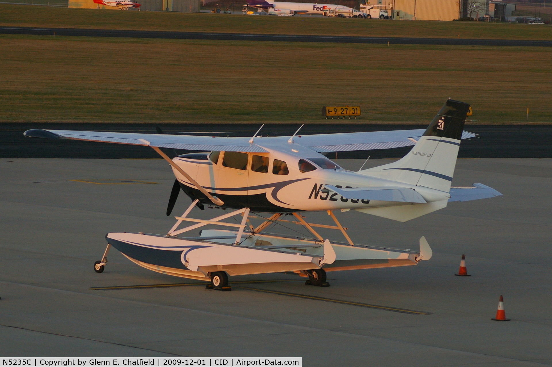 N5235C, 2009 Cessna 206H Stationair C/N 20608319, Early morning, parked on Landmark ramp