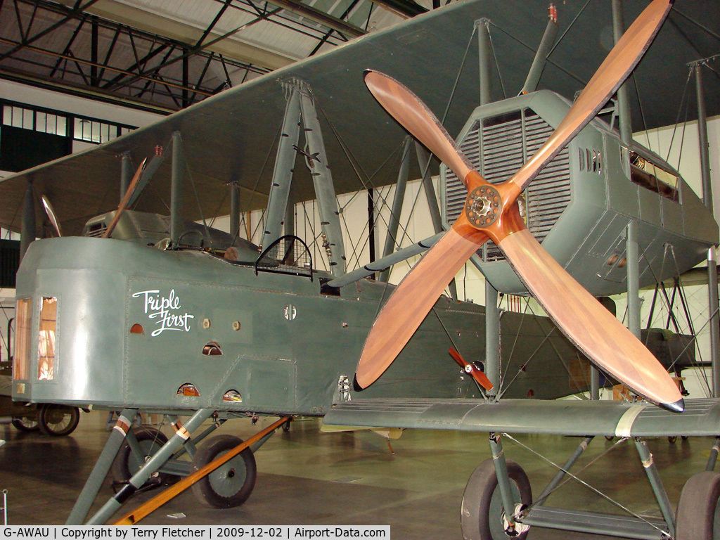 G-AWAU, Vickers FB-27A Vimy (replica) C/N VAFA02, exhibited in the RAF Museum Hendon , UK
