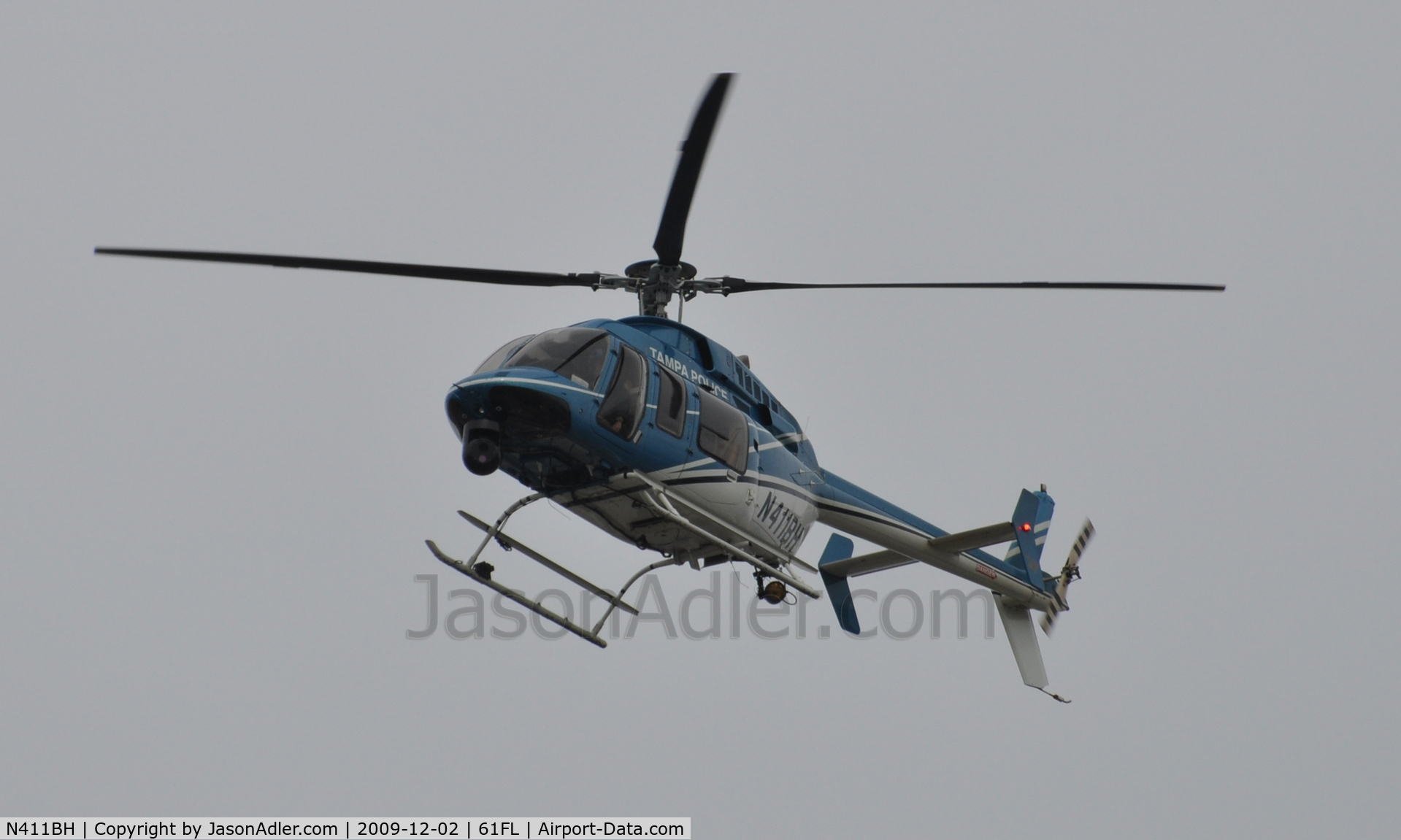 N411BH, 2001 Bell 407 C/N 53487, Tampa Police Department circling around downtown Tampa Florida.