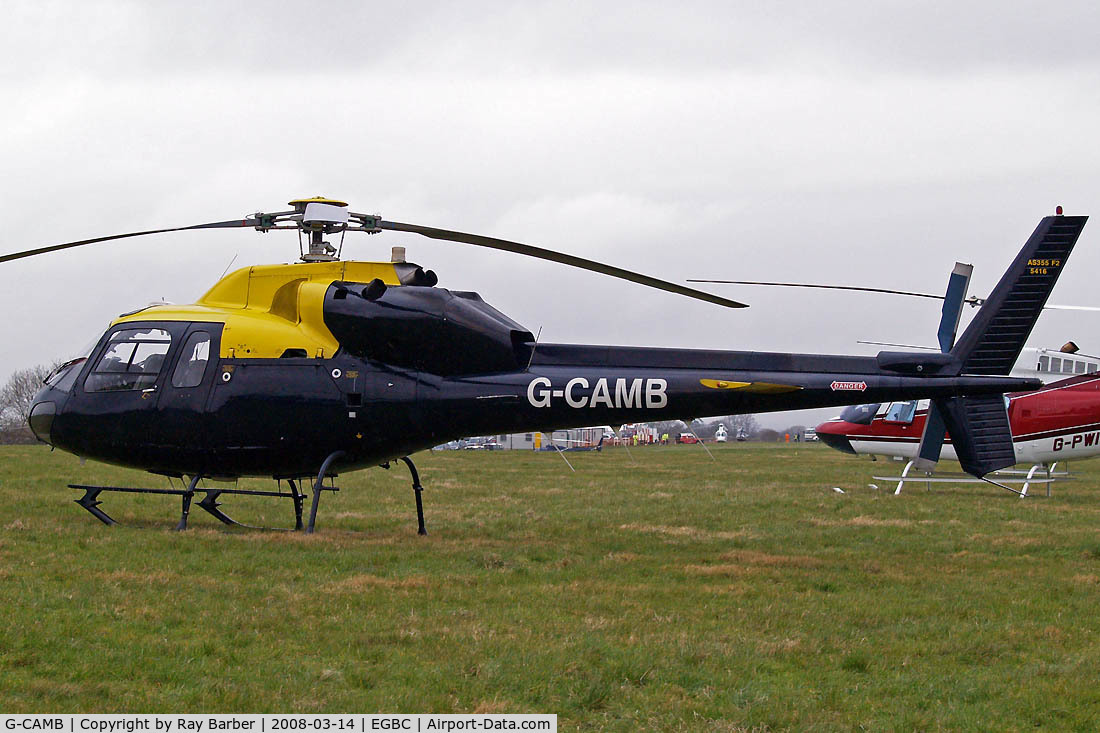 G-CAMB, 1989 Aerospatiale AS-355F-2 Ecureuil 2 C/N 5416, Seen at Cheltenham during Gold Cup week.
