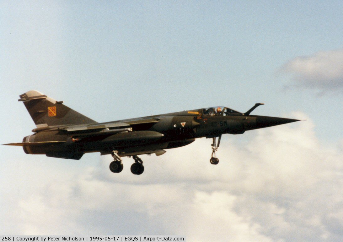 258, Dassault Mirage F.1CT C/N 258, Mirage F.1CT of EC 1/3 at Lossiemouth in May 1995.
