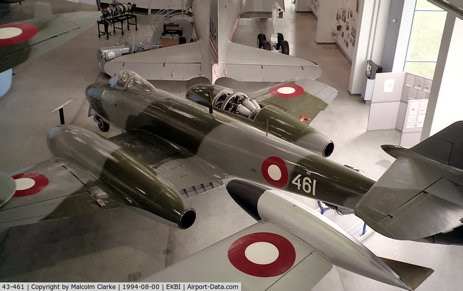 43-461, Gloster Meteor F.4 C/N G5/294, Gloster Meteor F4. At The Mobillium Museum, Billund, Denmark (now closed) in 1994.