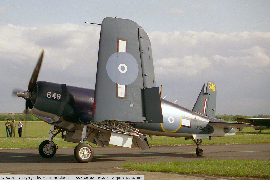 G-BXUL, 1945 Goodyear FG-1D Corsair C/N 3205, Goodyear FG-1D Corsair at Duxford's Classic Jet and Fighter Display in 1996.