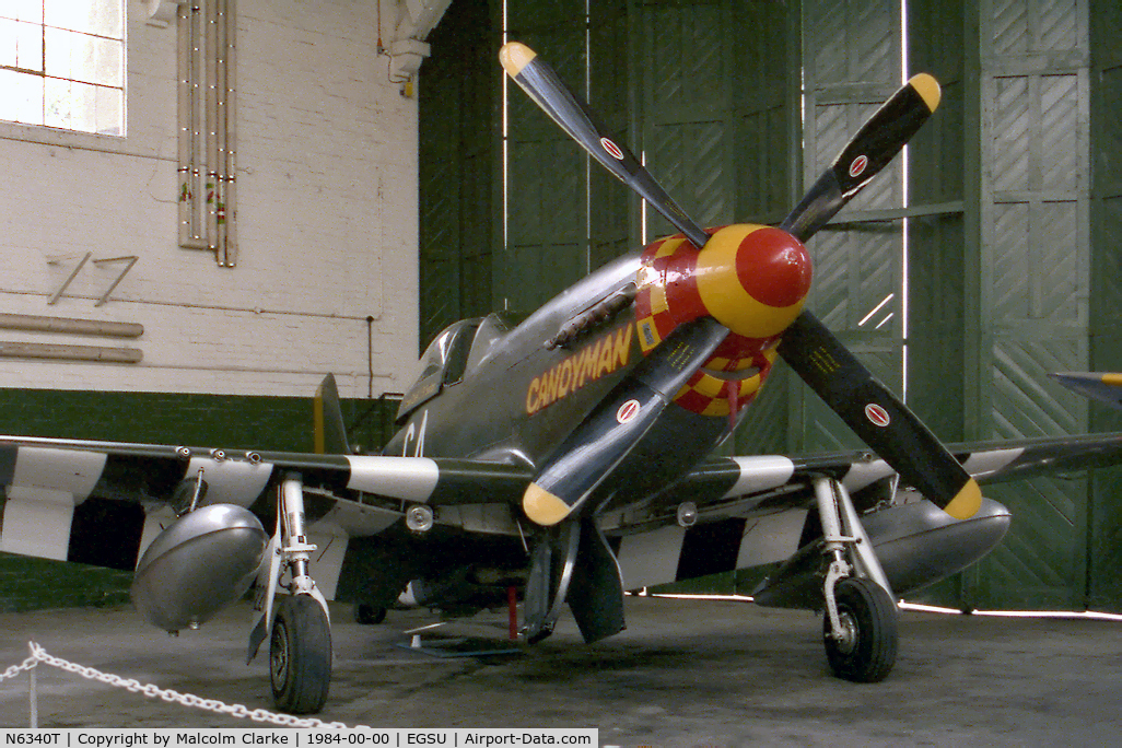 N6340T, 1944 North American P-51D Mustang C/N 122-39608, North American P-51D Mustang at The Imperial War Museum, Duxford in 1984.