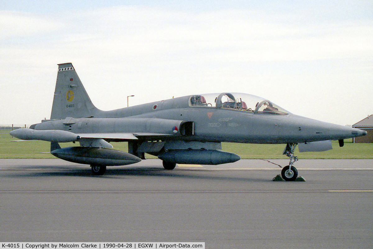K-4015, 1971 Canadair NF-5B Freedom Fighter C/N 4015, Canadair NF-5B. From 316 Sqn, Eindhoven, at RAF Waddington's Photocall 1990