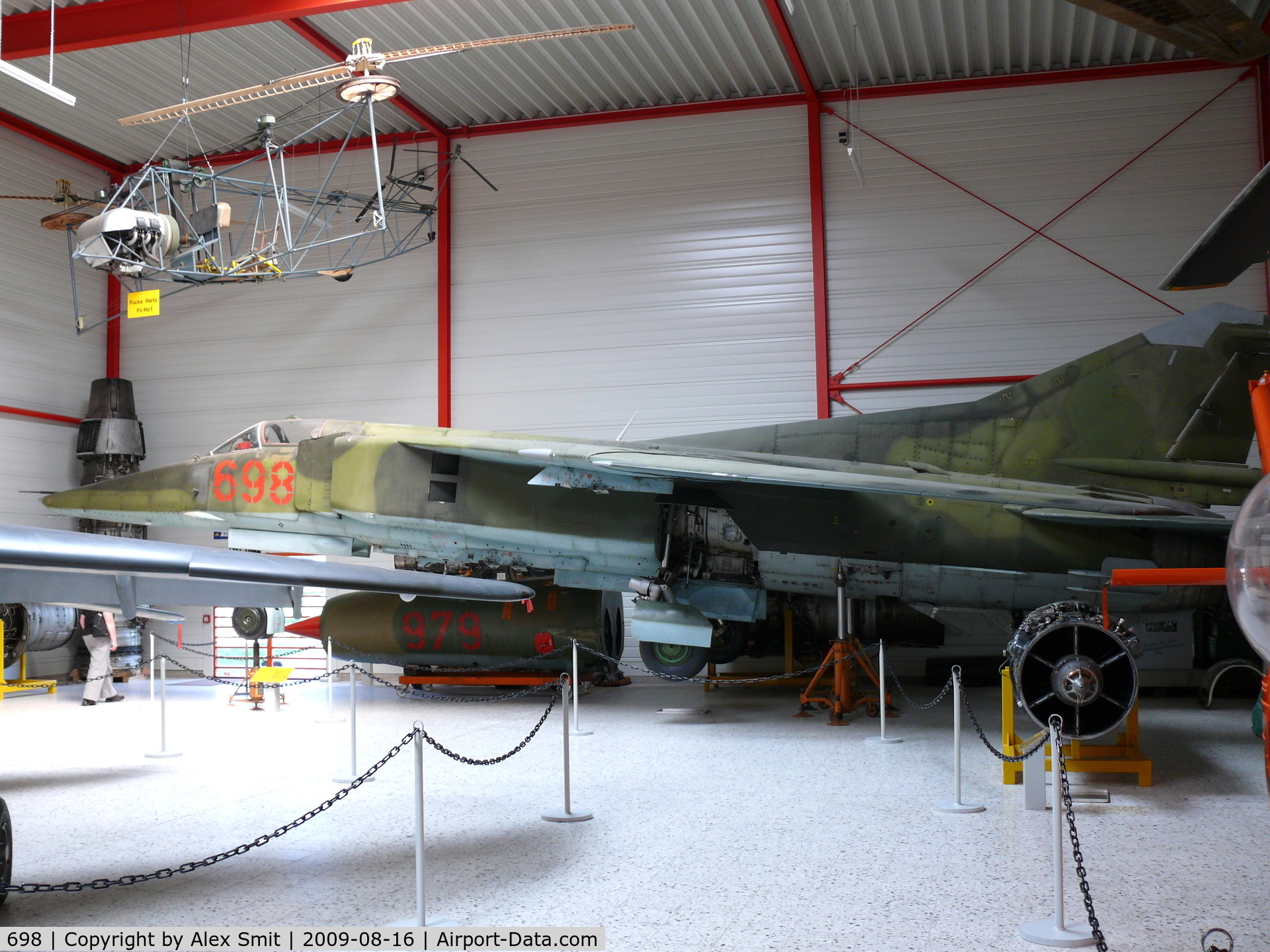 698, Mikoyan-Gurevich MiG-23BN C/N 0393214214, Mikoyan Mig23BN Flogger 698 East German Air Force in the Hermerskeil Museum Flugasusstellung Junior