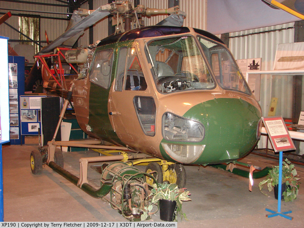 XP190, Westland Scout AH.1 C/N S2/8443, exhibited at the Doncaster AeroVenture Museum