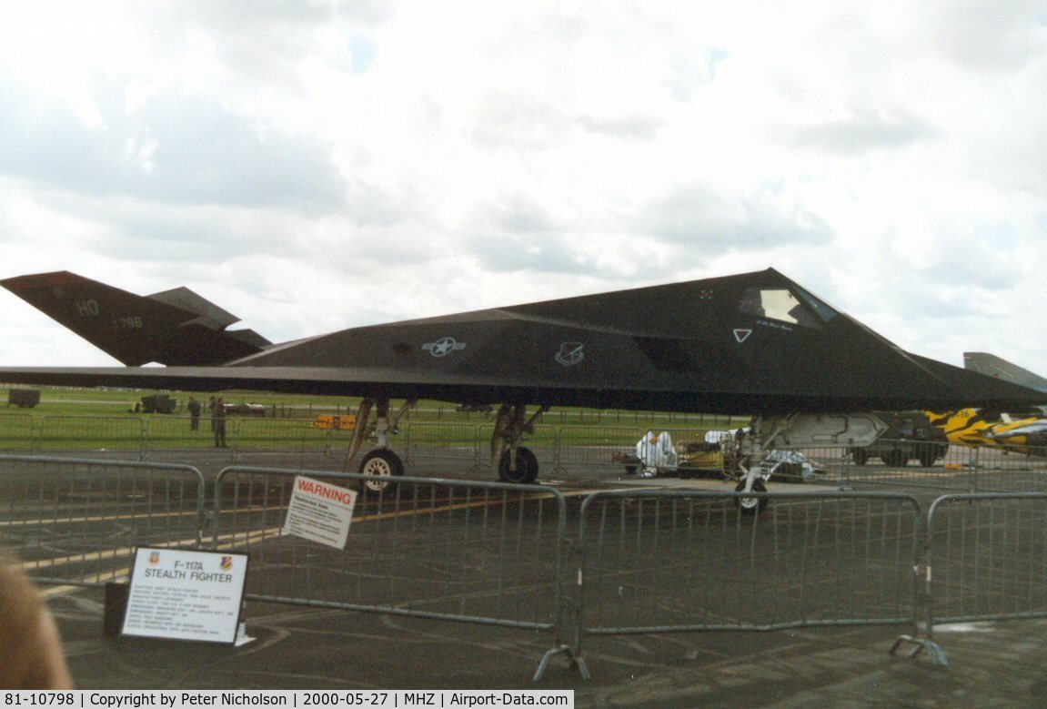 81-10798, 1981 Lockheed F-117A Nighthawk C/N A.4023, Another view of the 49th Fighter Wing Nighthawk on display at the Mildenhall Air Fete of 2000.