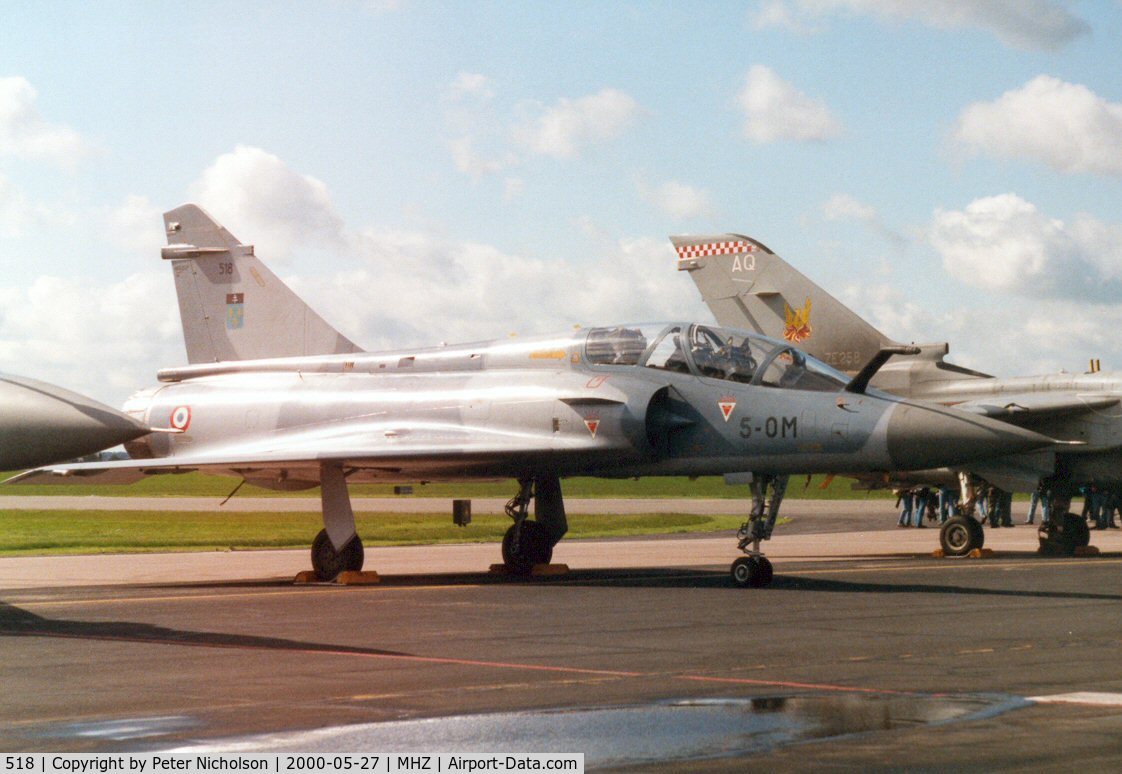 518, Dassault Mirage 2000B C/N 218, Mirage 2000B of EC O2.005 on display at the Mildenhall Air Fete of 2000.