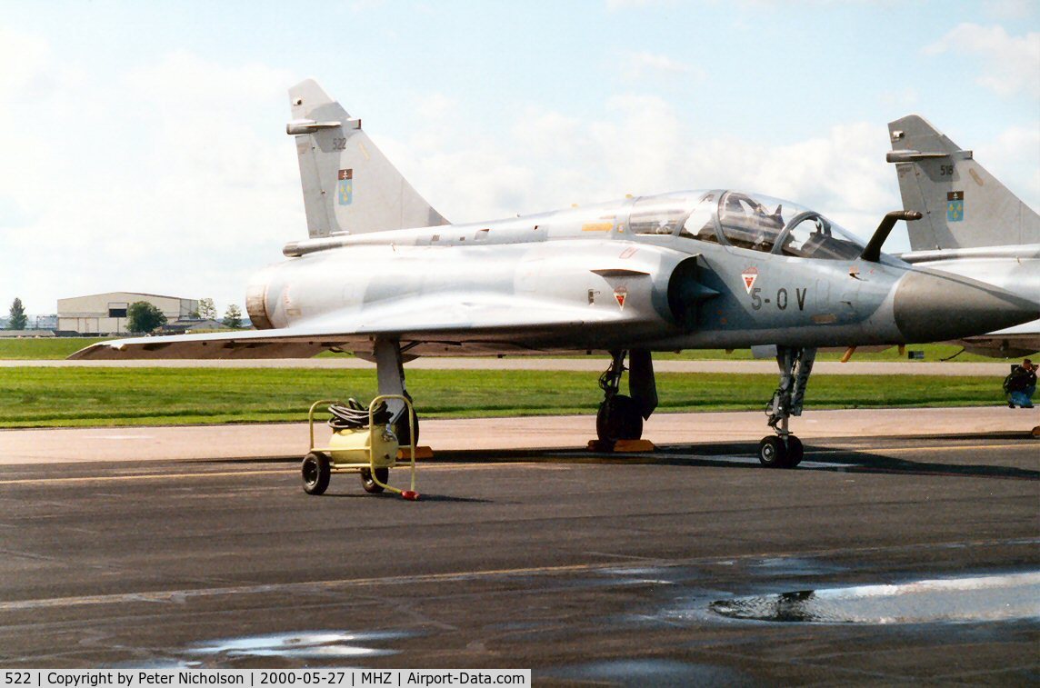 522, Dassault Mirage 2000B C/N 297, Mirage 2000B of EC 02.005 on display at the Mildenhall Air Fete of 2000.