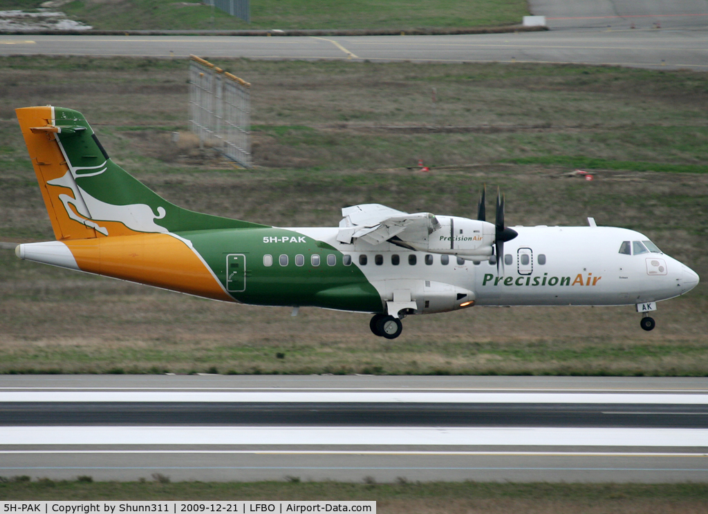 5H-PAK, 1990 ATR 42-320 C/N 203, Landing rwy 14R on return to lessor...
