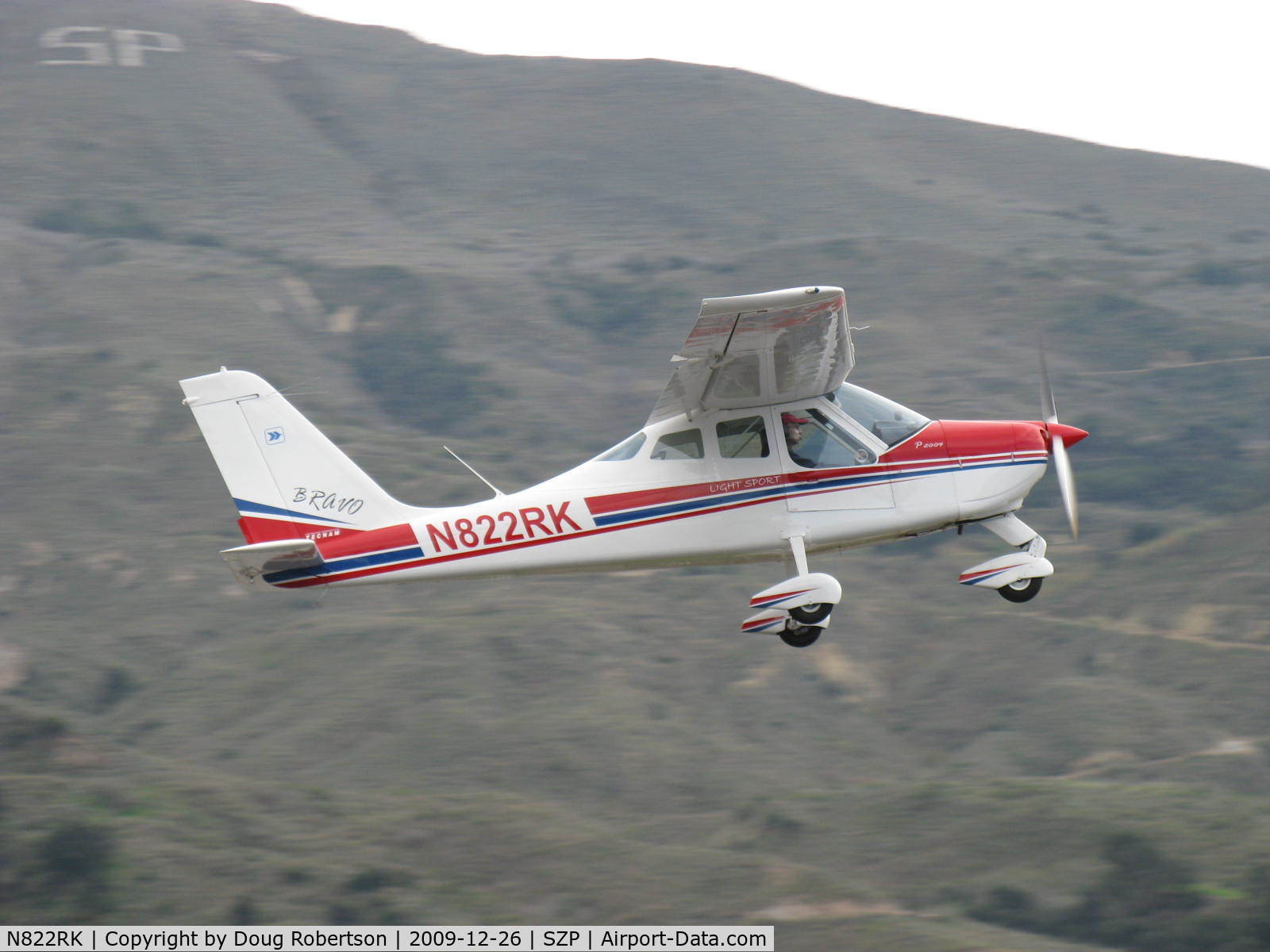 N822RK, 2007 Tecnam P-2004 Bravo C/N 096, 2007 Costruzioni Aeronautiche Tecnam P2004 BRAVO, Rotax 912ULS 100 Hp, takeoff climb Rwy 22