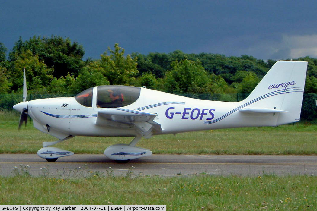 G-EOFS, 1999 Europa Tri Gear C/N PFA 247-13033, Europa Avn Europa XS  [PFA 247-13033] Kemble~G 11/07/2004. Seen at the PFA Fly in 2004 Kemble UK taxiing out for departure.