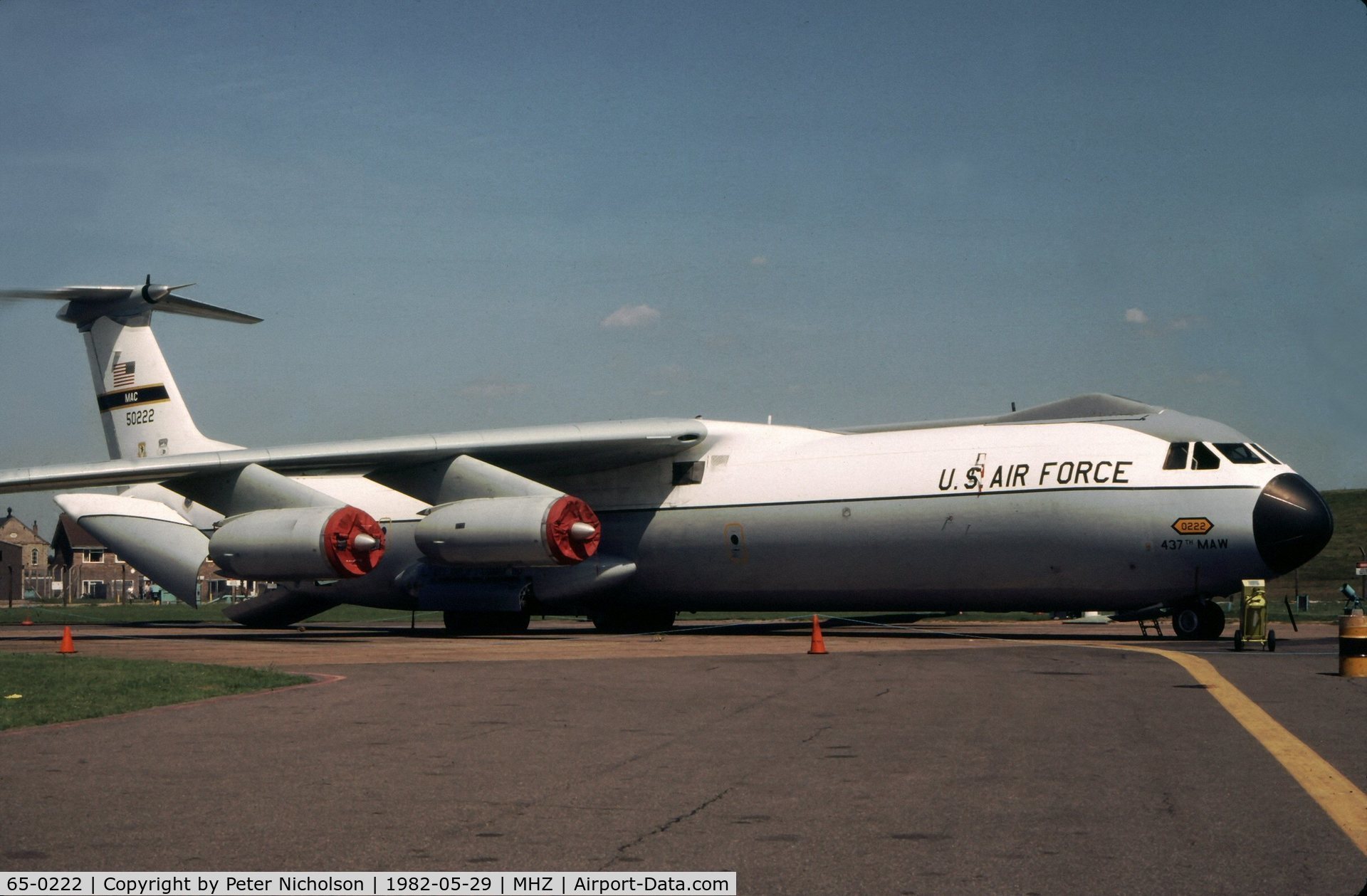 65-0222, 1965 Lockheed C-141B Starlifter C/N 300-6073, C-141B Starlifter of 437th Military Air Wing on display at the 1982 Mildenhall Air Fete.