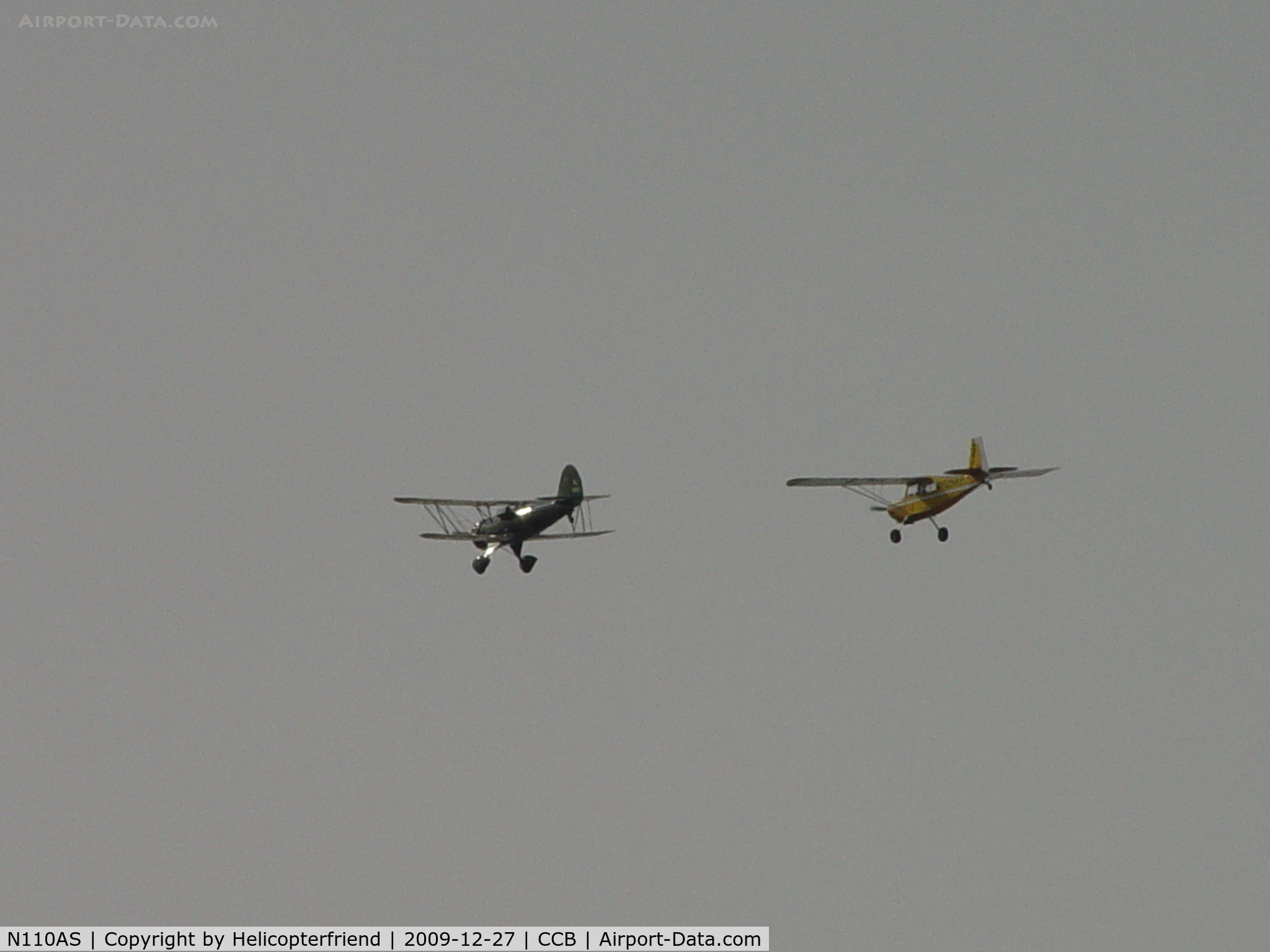 N110AS, 2005 Waco YMF-F5C C/N F5C110, Waco on the left making a formation pass with a Bellanca Scout N625AP