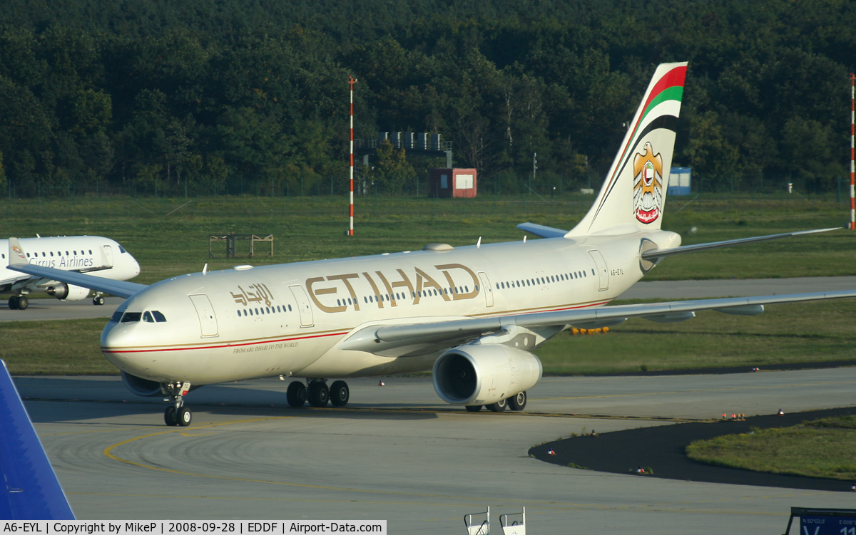 A6-EYL, 2006 Airbus A330-243 C/N 809, Approaching parking on T2.