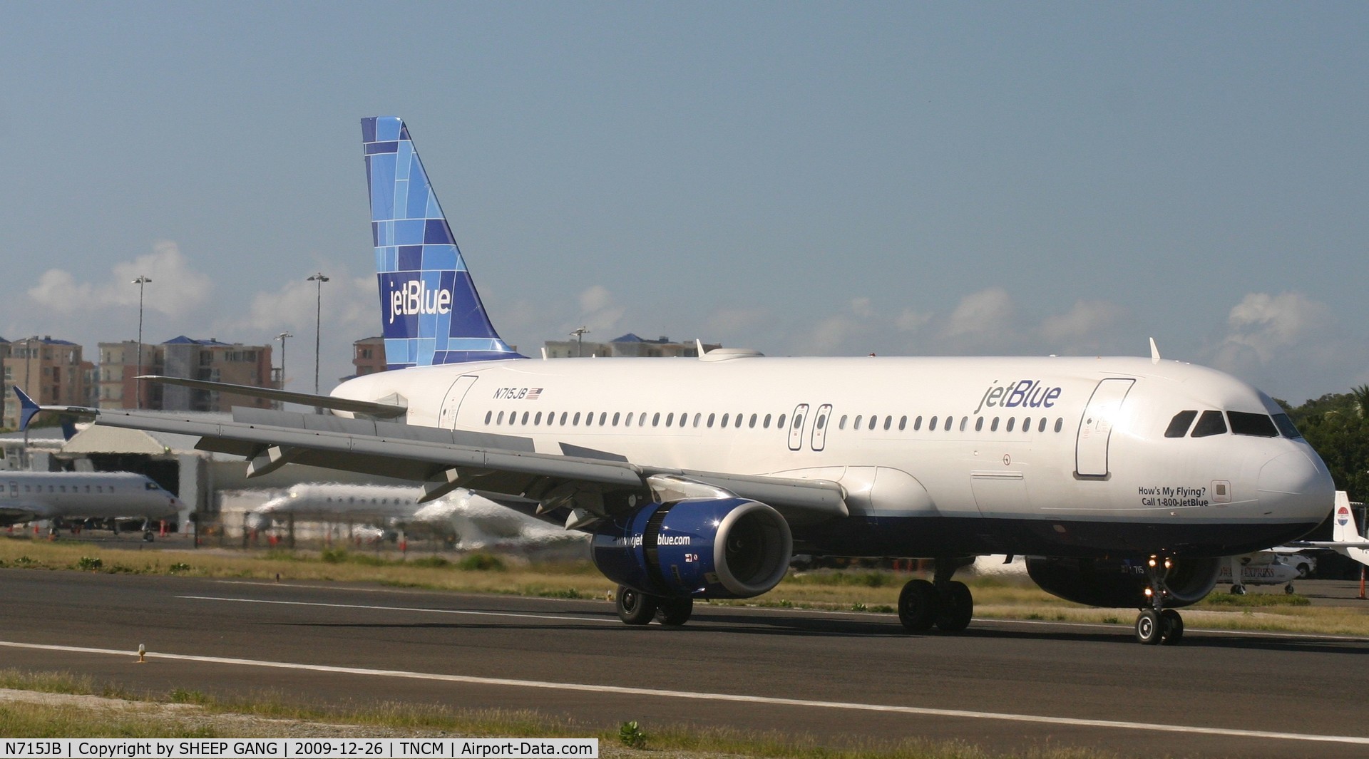 N715JB, 2008 Airbus A320-232 C/N 3554, Jet blue N715JB just landed at TNCM