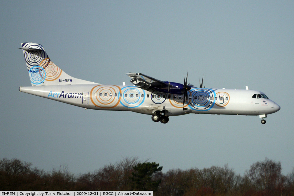 EI-REM, 2007 ATR 72-212A C/N 760, Aer Arran ATR72 arriving at Manchester