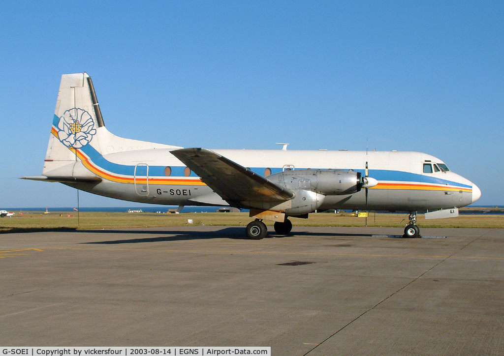 G-SOEI, 1971 Hawker Siddeley HS.748 Series 2A C/N 1689, Emerald Airways. Retained the basic Mount Cook scheme.