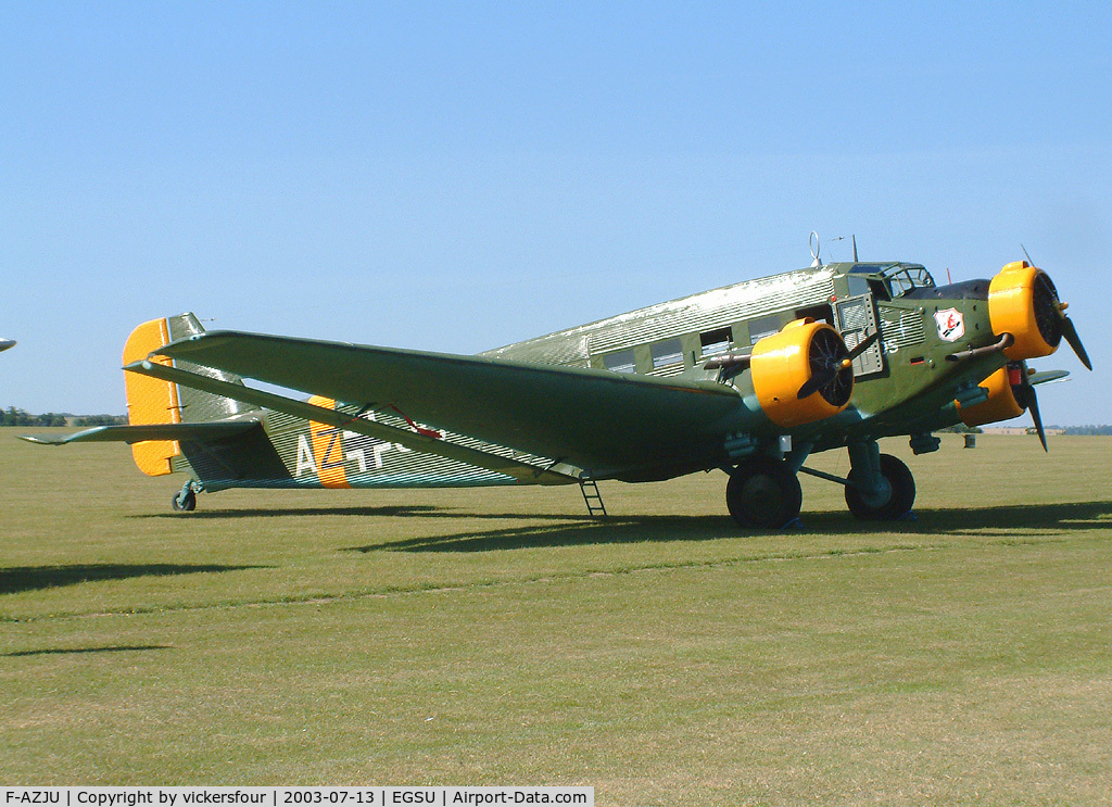 F-AZJU, 1952 Junkers (CASA) 352L (Ju-52) C/N 103, Privately owned. Wears Luftwaffe markings with code 'AZ+JU'.