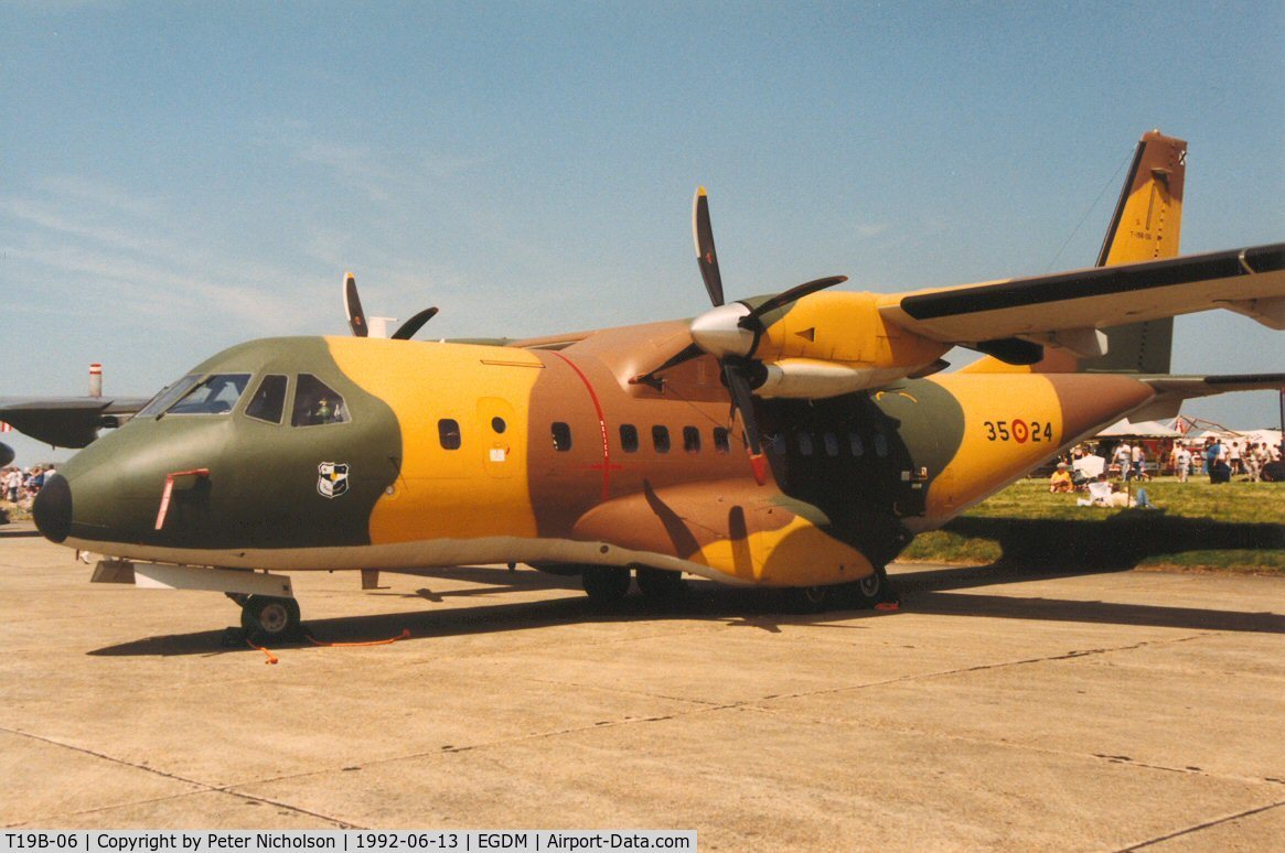T19B-06, Airtech CN-235-100M C/N C037, CN235M of Ala 35 Spanish Air Force on display at the 1992 Air Tournament Intnl at Boscombe Down.