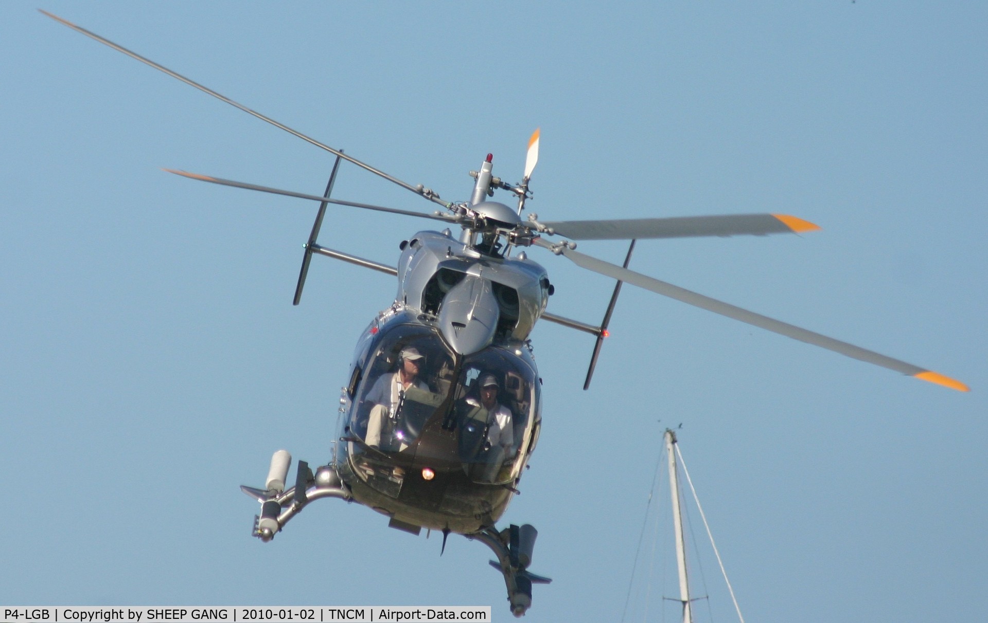 P4-LGB, 2004 Eurocopter-Kawasaki BK-117C-2 C/N 9052, P4-LGB departing the helipad