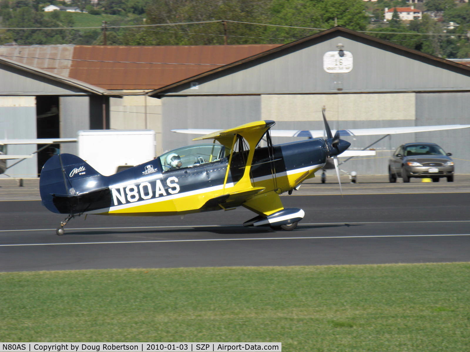 N80AS, 1992 Pitts S-2B Special C/N 5244, 1992 Pitts Aerobatics PITTS S-2B, Lycoming AEIO-540, landing roll Rwy 04