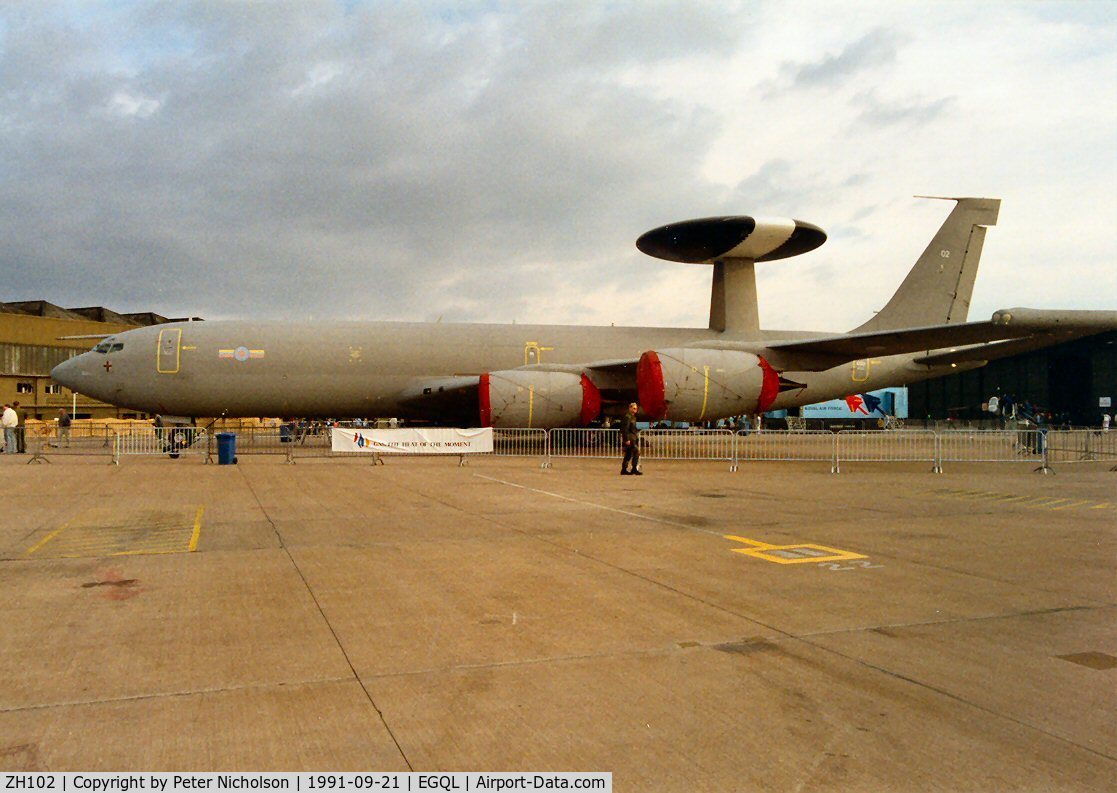 ZH102, 1990 Boeing E-3D Sentry AEW.1 C/N 24110, Sentry AEW.1 of 8 Squadron based at RAF Waddington on display at the 1991 Leuchars Airshow.