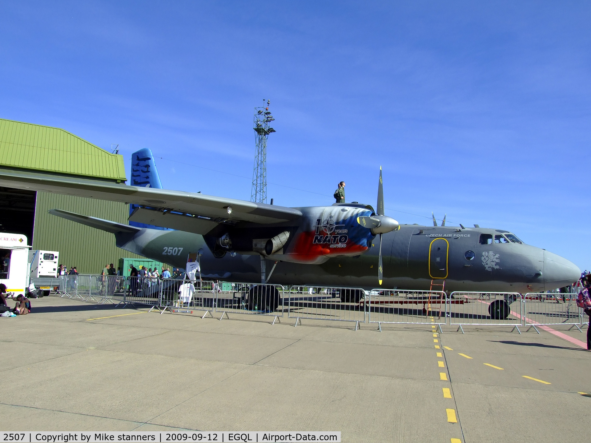 2507, Antonov An-26 C/N 12507, AN-26 Curl from 241dsl,note the 10 years of NATO Service, art work on engine cowling
