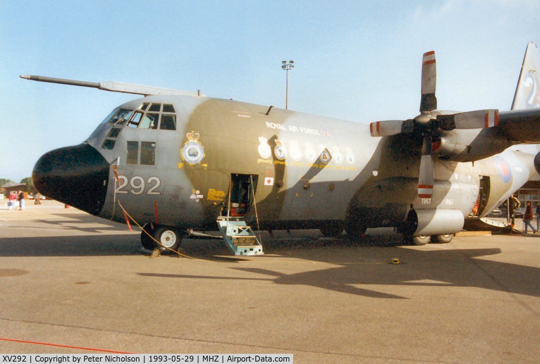 XV292, 1967 Lockheed C-130K Hercules C.1 C/N 382-4257, Lyneham Transport Wing Hercules C.1 with 25th anniversary markings in the static park of the 1993 Mildenhall Air Fete