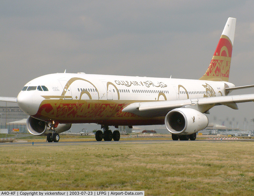 A4O-KF, 2000 Airbus A330-243 C/N 340, Gulf Air. Special scheme.