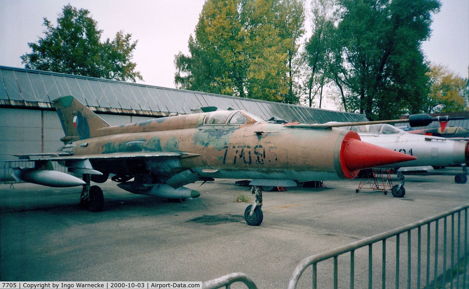 7705, 1973 Mikoyan-Gurevich MiG-21MF C/N 967705, Mikoyan i Gurevich MiG-21MF Fishbed-J of the czechoslovak air force at the Letecke Muzeum, Prague-Kbely