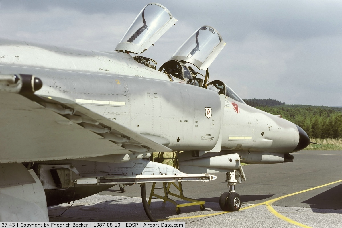 37 43, 1972 McDonnell Douglas F-4F Phantom II C/N 4454, transient at Fliegerhorst Pferdsfeld
