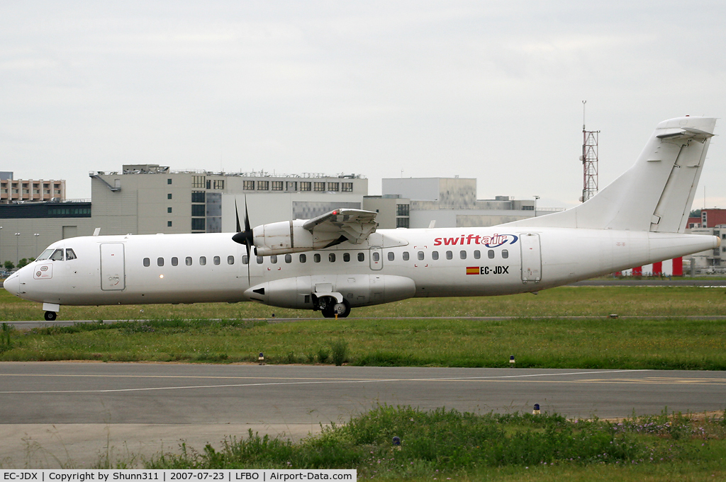 EC-JDX, 1991 ATR 72-201 C/N 234, Taxiing holding point rwy 32R for departure...