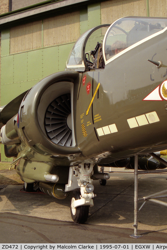 ZD472, British Aerospace Harrier GR.5 replica C/N BAPC 192, British Aerospace Harrier GR5 replica at RAF Waddington in 1995.