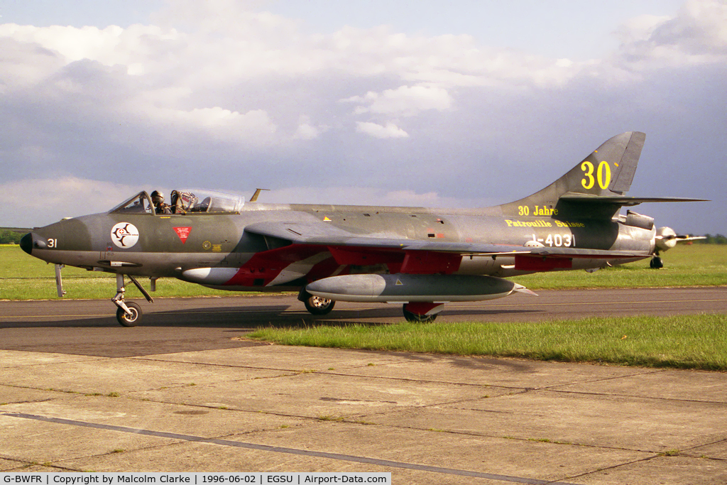 G-BWFR, Hawker Hunter F.58 C/N 41H-697398, Hawker Hunter F58 at Duxford Airfield in 1996.