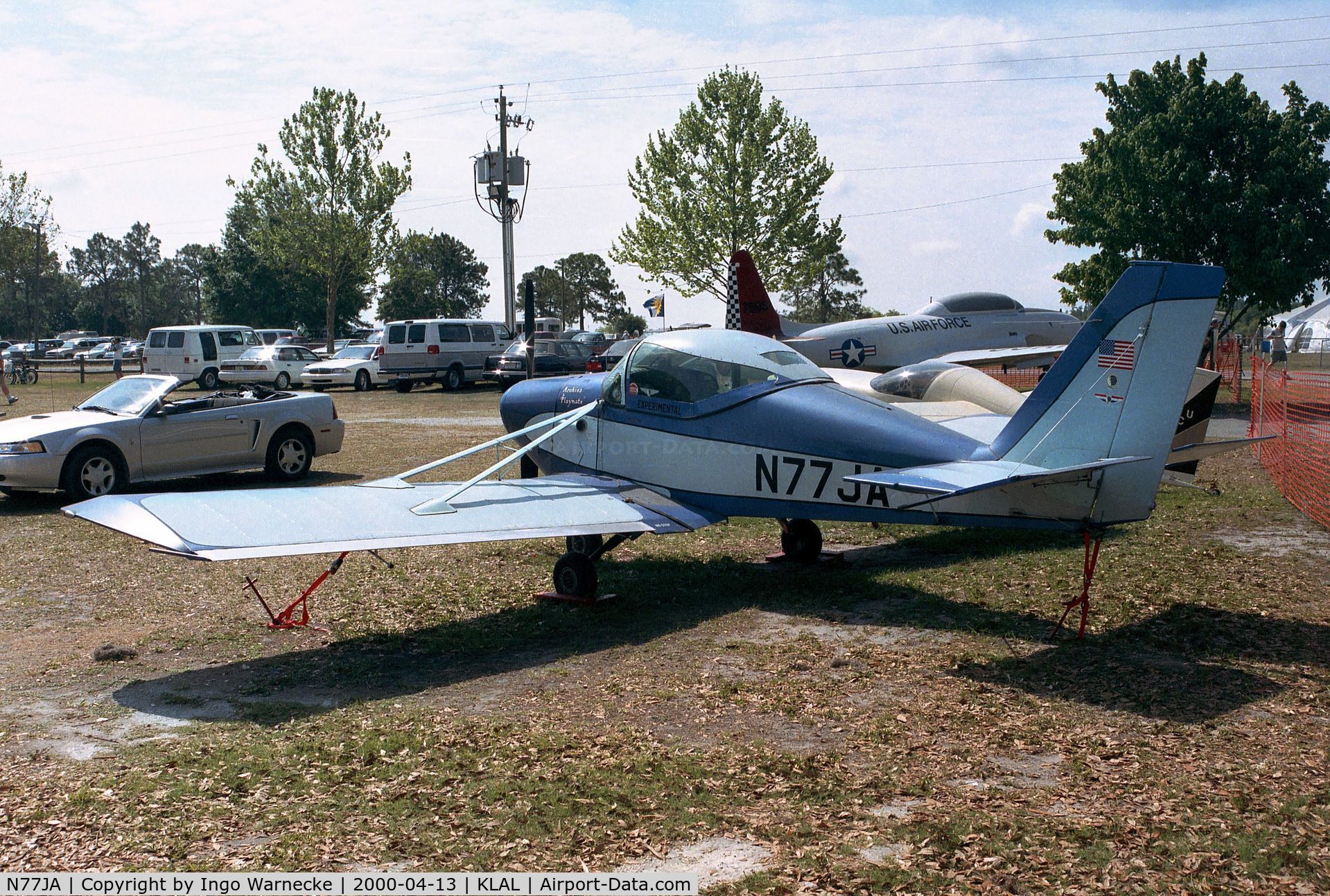 N77JA, 1974 Stits SA-11A Playmate C/N 126, Stits (Archibald) SA-11-A Playmate outside the ISAM (International Sport Aviation Museum) during Sun 'n Fun 2000, Lakeland FL