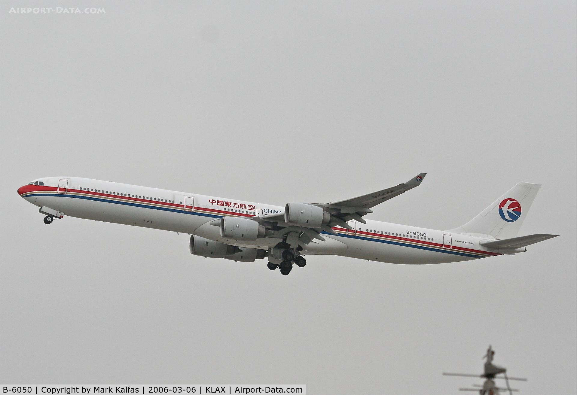 B-6050, 2002 Airbus A340-642 C/N 468, China Eastern A340-642 , 25R departure KLAX.