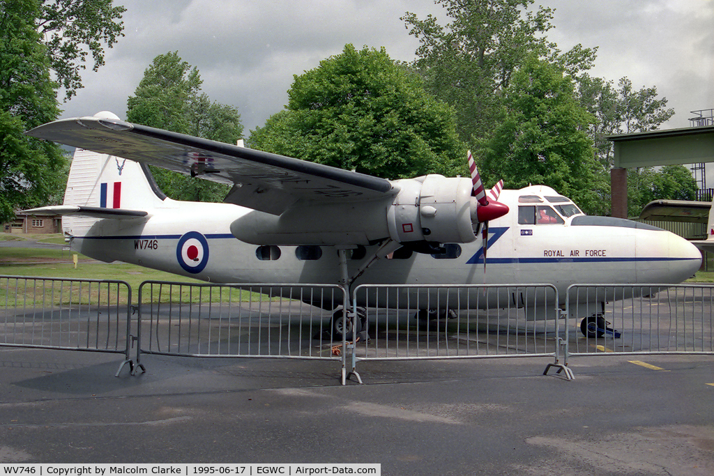 WV746, Hunting Percival P-66 Pembroke C1 C/N PAC/66/53, Hunting Percival P-66 Pembroke C1 at The Aerospace Museum, RAF Cosford in 1995.