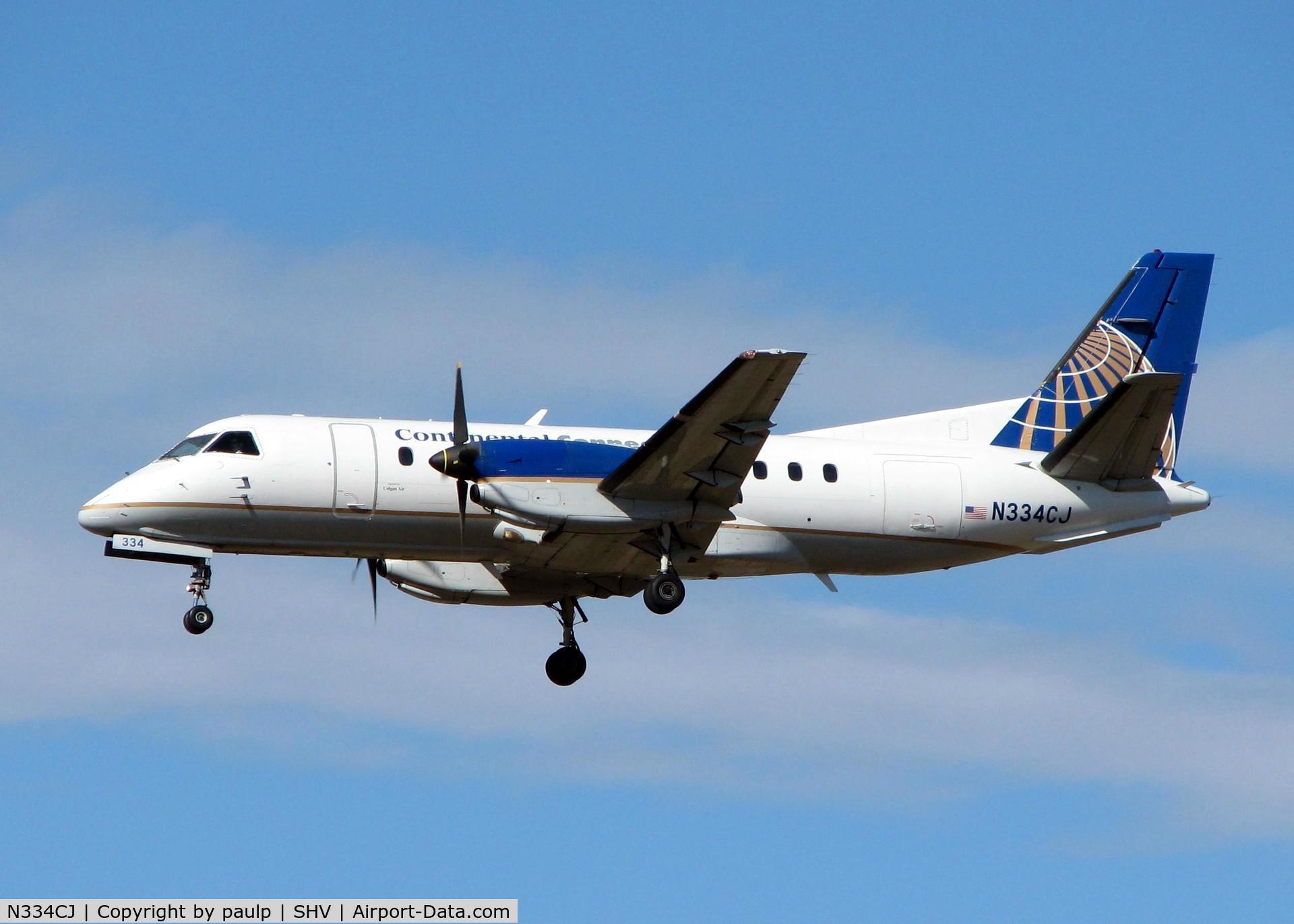 N334CJ, Saab 340B C/N 340B-334, Landing on 23 at Shreveport Regional.