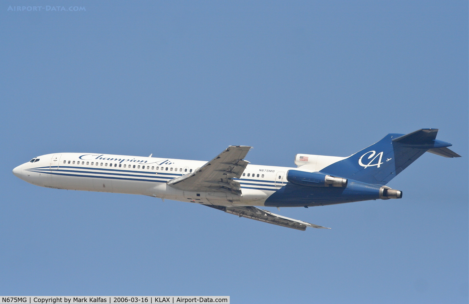 N675MG, 1981 Boeing 727-225 C/N 22553, Champion Air Boeing 727-225, 25L departure KLAX.