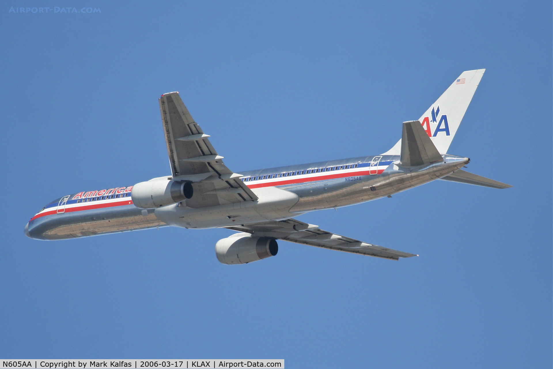 N605AA, 1995 Boeing 757-223 C/N 27056, American Airlines Boeing 757-223, 25R departure KLAX.