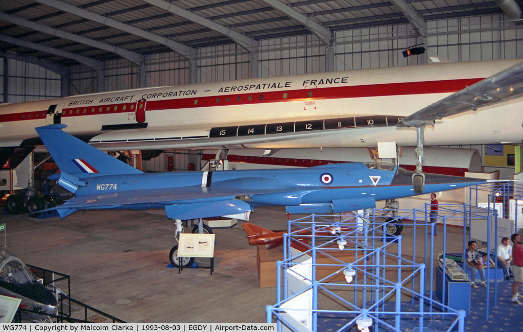 WG774, BAC 221 C/N F.9421, BAC 221 at The Fleet Air Arm Museum, RAF Yeovilton in 1993.