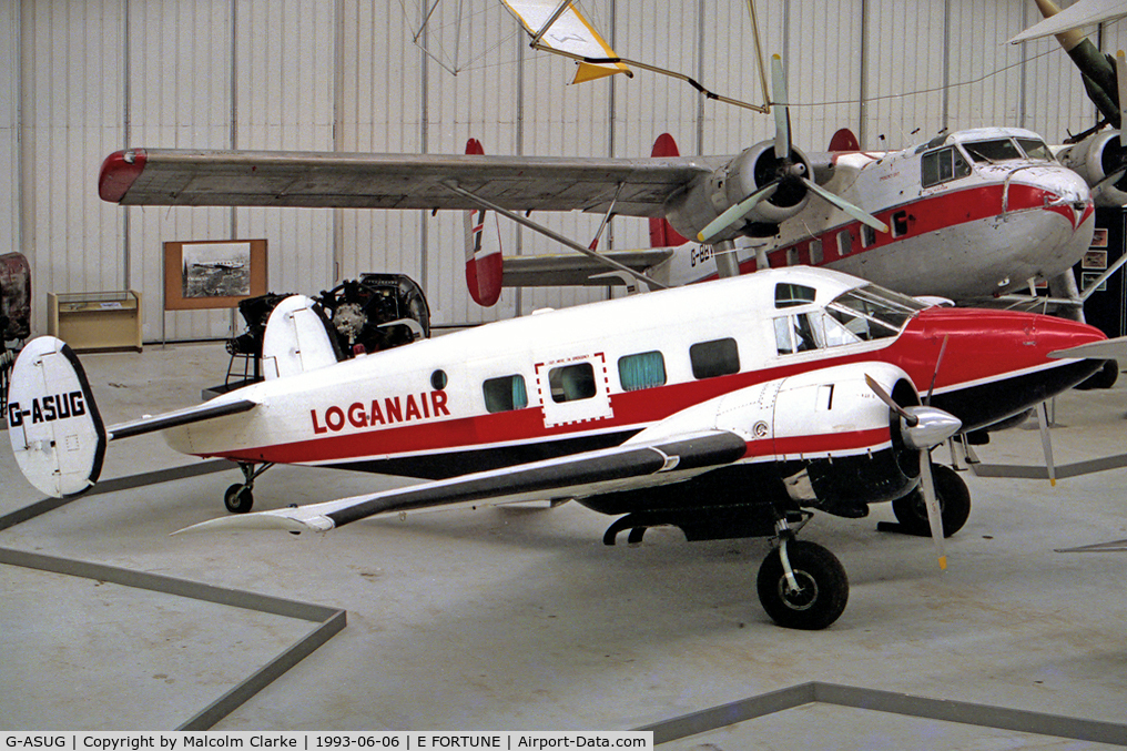 G-ASUG, Beech E18S C/N BA-111, Beech E18S at The Museum of Flight, East Fortune in 1993.