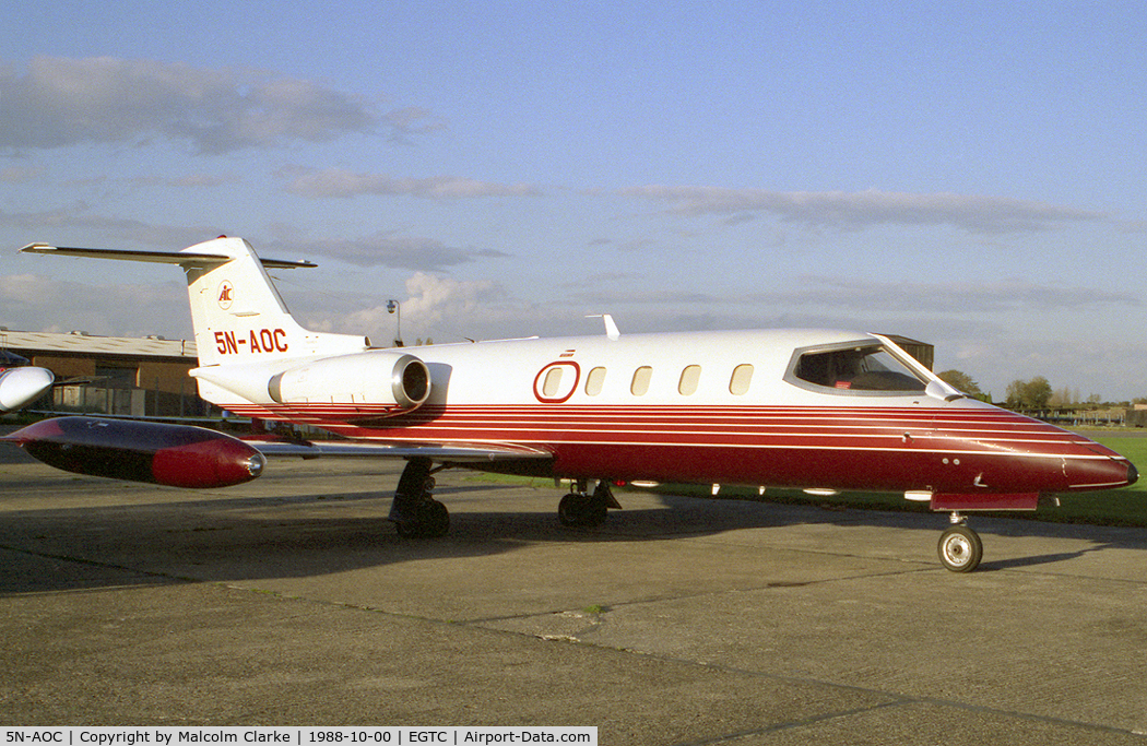 5N-AOC, Gates Learjet 25D C/N 25D-322, Gates Learjet 25D at Cranfield Airfield in 1988.
