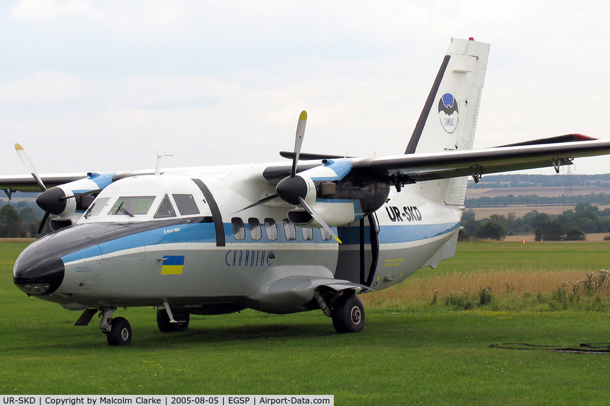 UR-SKD, Let L-410UVP C/N 810721, Let L-410UVP Turbolet at Peterborough Sibson Airfield  in 2005.