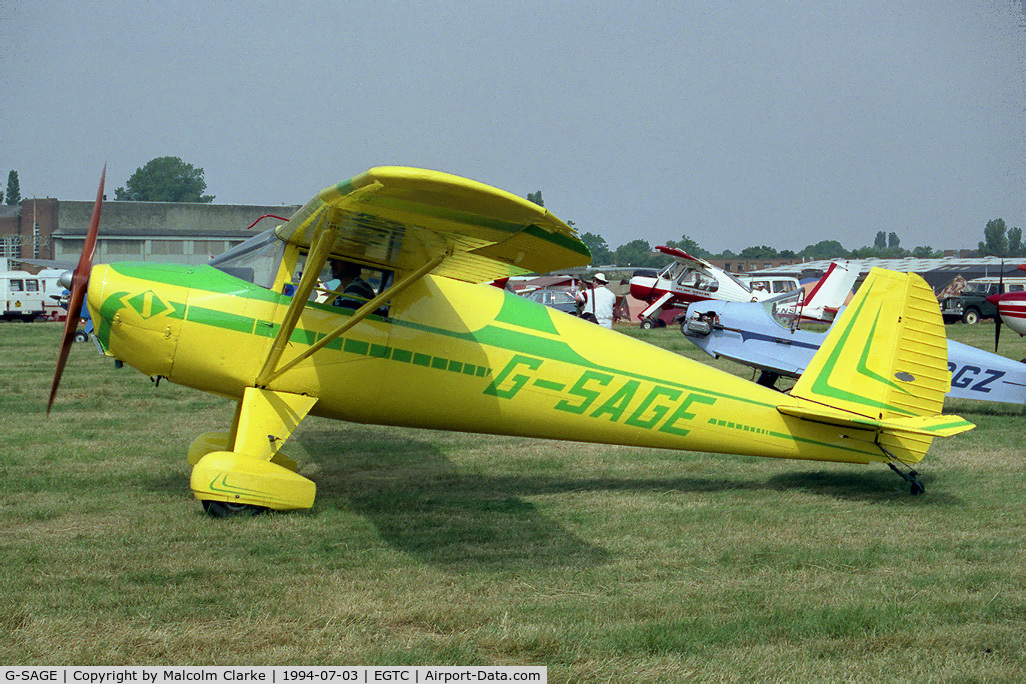 G-SAGE, 1946 Luscombe 8A C/N 2581, Luscombe 8A Silvaire at the PFA Rally, Cranfield Airfield in 1994.