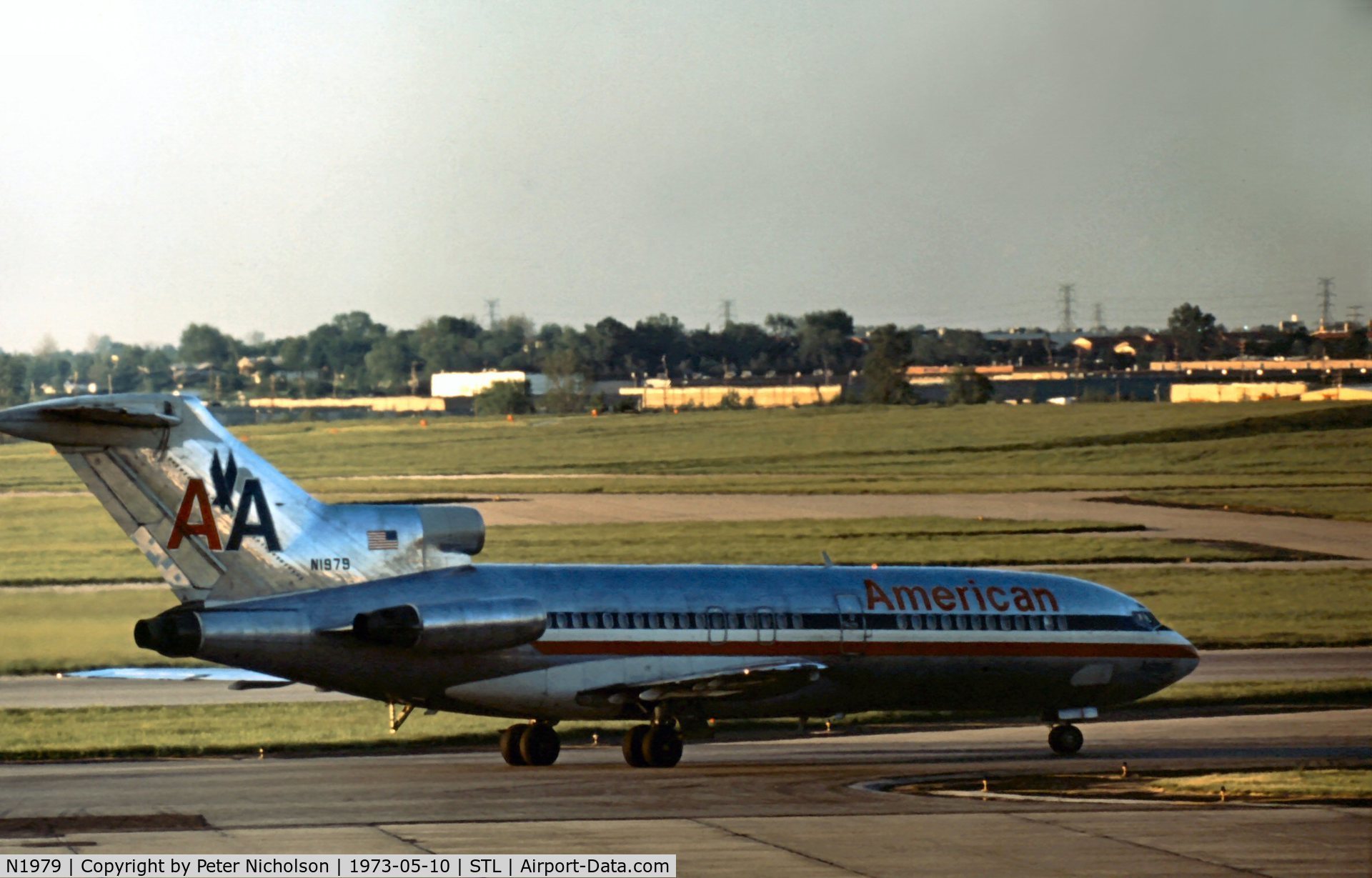 N1979, 1964 Boeing 727-23 C/N 18435, Boeing 727-23 of American Airlines at St. Louis in May 1973.