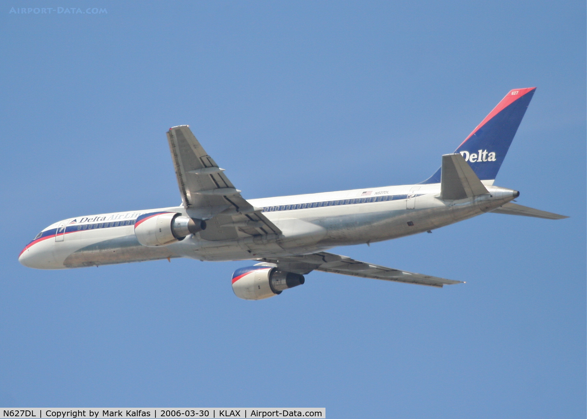 N627DL, 1987 Boeing 757-232 C/N 22917, Delta Airlines Boeing 757-232, 25R departure KLAX.