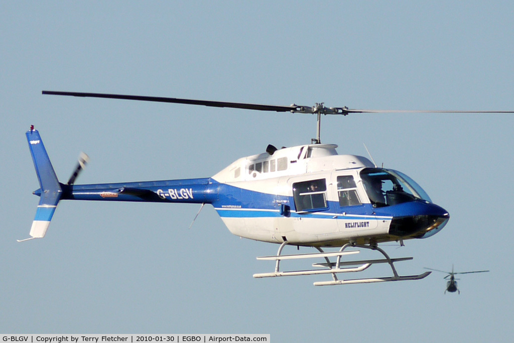 G-BLGV, 1973 Bell 206B JetRanger II C/N 982, Part of a busy aviation scene at Wolverhampton (Halfpenny Green) Airport on a crisp winters day